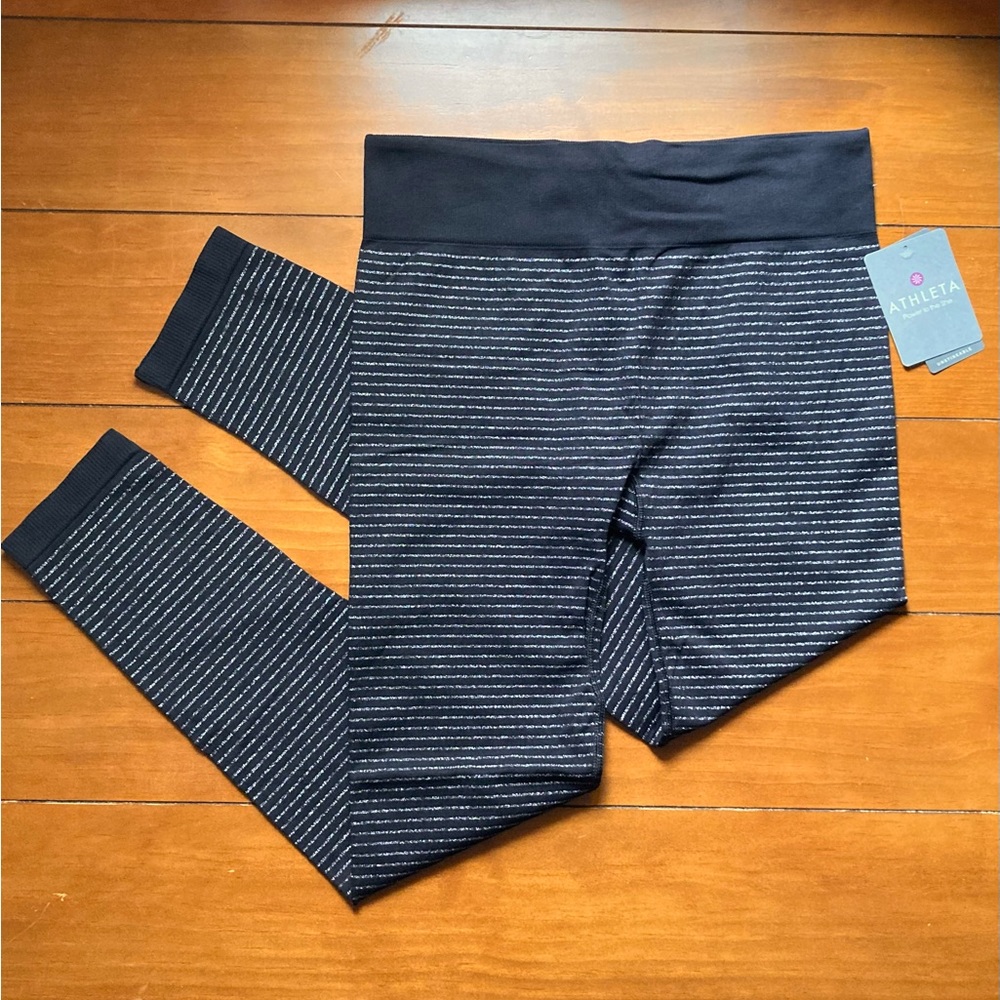 Athleta Navy Striped Leggings